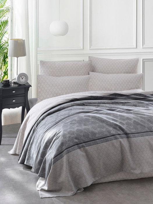 L'essentiel linge de maison Conjunto de doble piqué Gris L'essentiel linge de maison Conjunto de doble piqué Gris